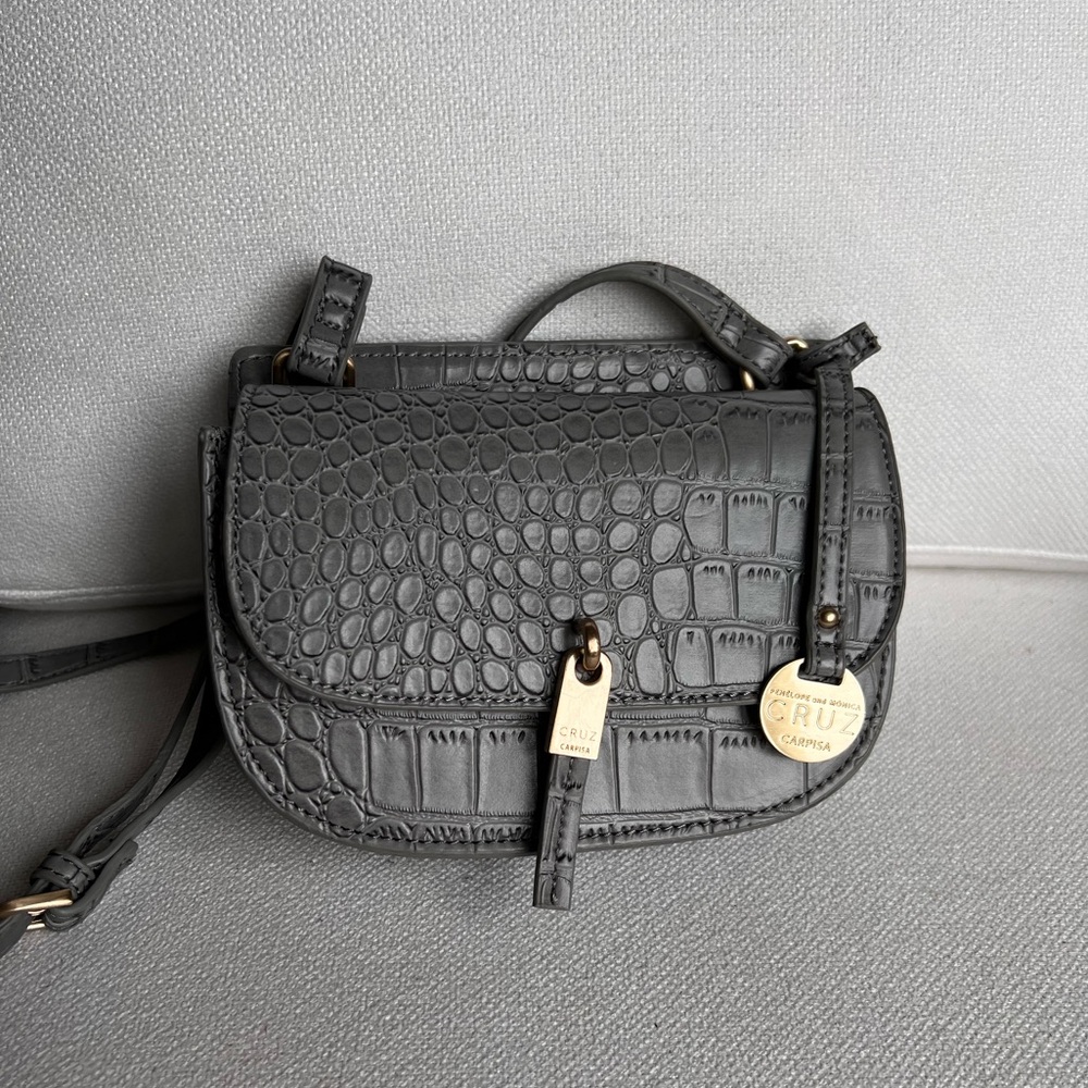 Penelope and Monica Cruz grey Crossbody Shoulder Purse Crocodile Bag